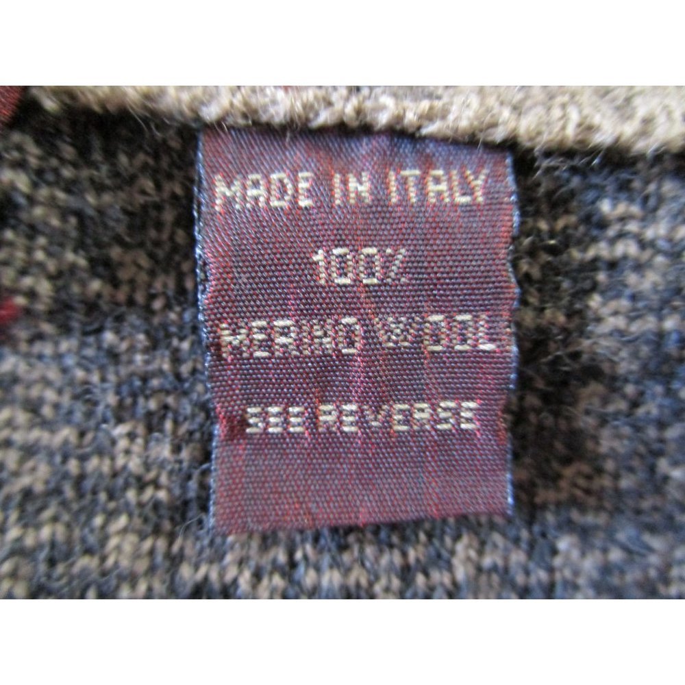 Vintage Nordstrom Black Tan Houndstooth Sweater Merino Wool Mens Lg Italy - Picture 16 of 16